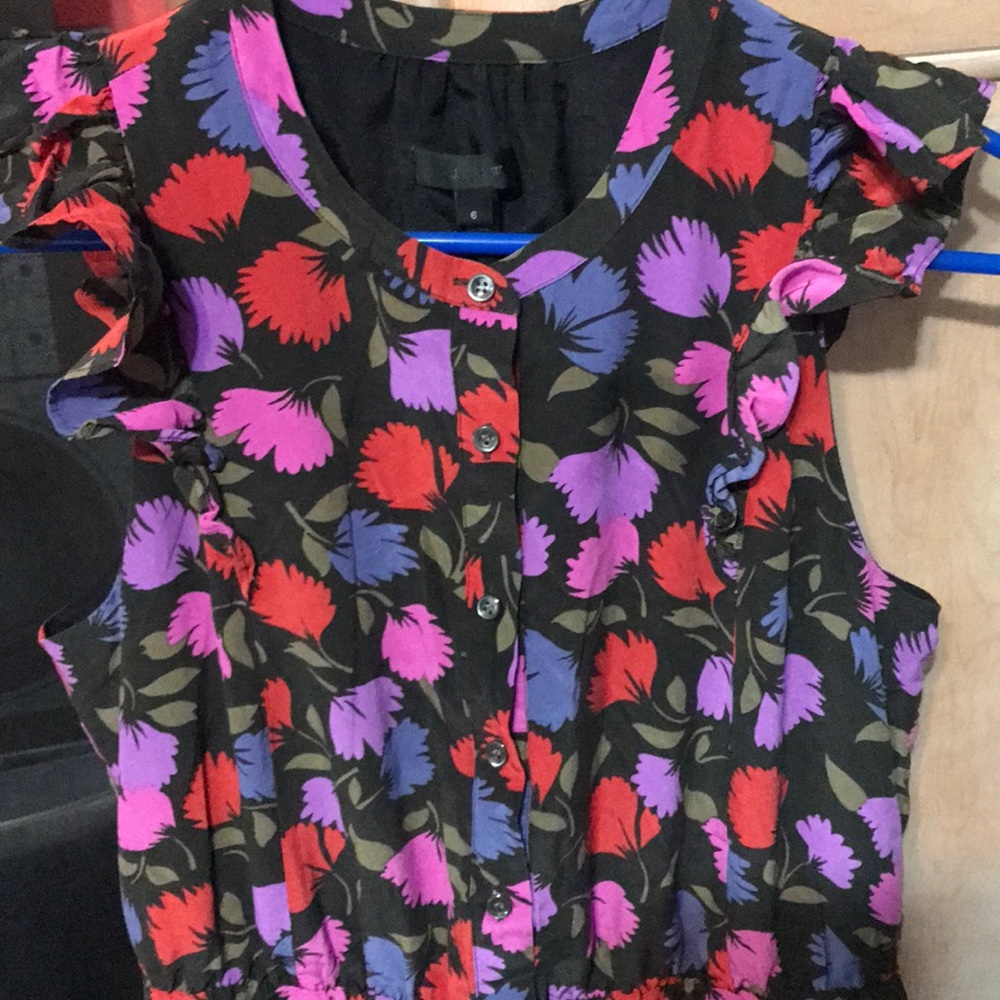 J.Crew black flowered silk dress